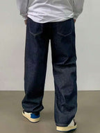 29 Calça Denim Preta Casual de Perna Larga e Solta com Bolsos Estilo Urbano para Homens, Adequada como Presente para Marido, Namorado