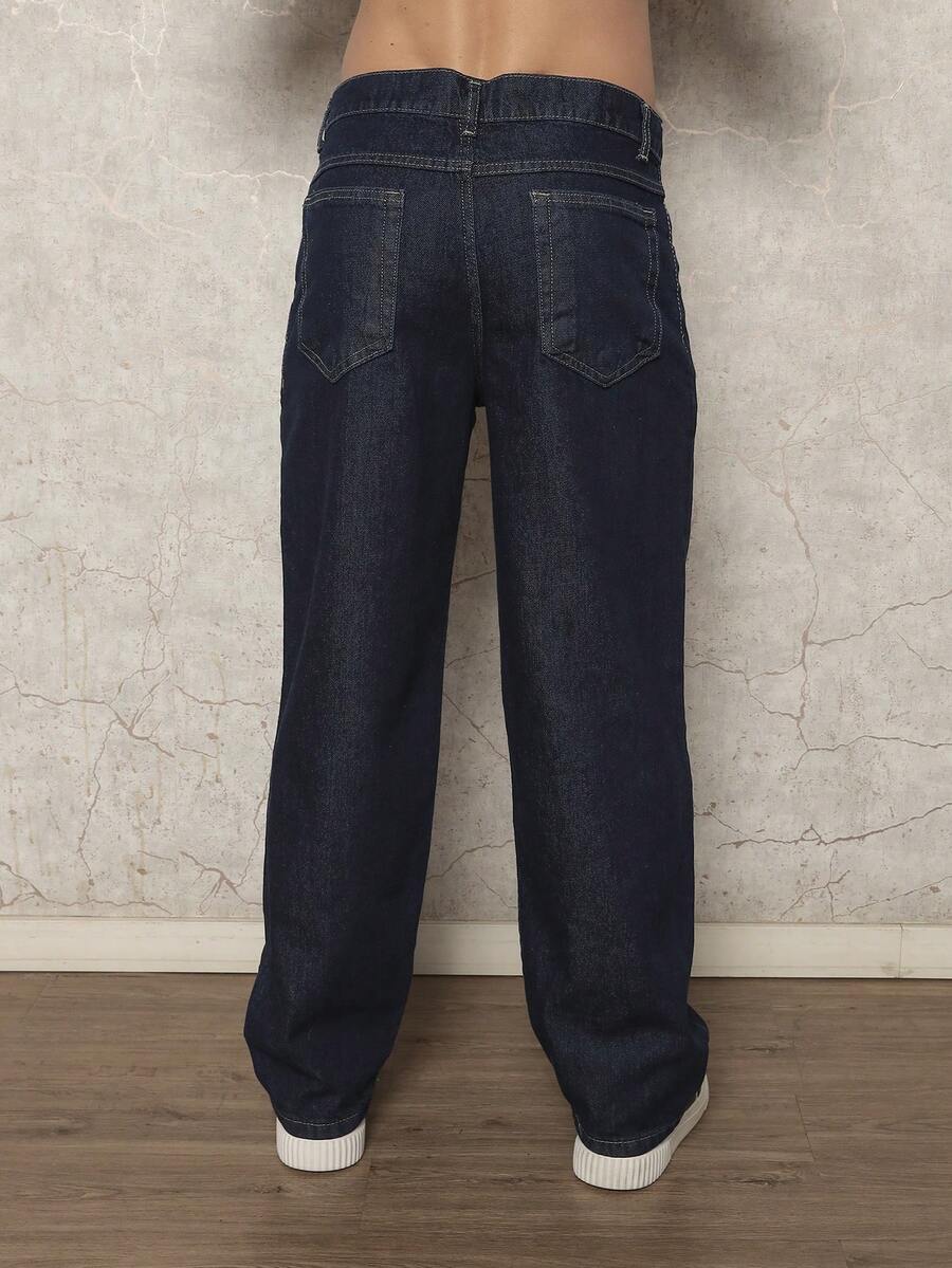 29 Calça Denim Preta Casual de Perna Larga e Solta com Bolsos Estilo Urbano para Homens, Adequada como Presente para Marido, Namorado