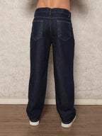 29 Calça Denim Preta Casual de Perna Larga e Solta com Bolsos Estilo Urbano para Homens, Adequada como Presente para Marido, Namorado