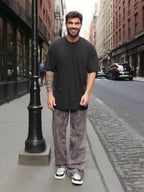 29 Calça Denim Preta Casual de Perna Larga e Solta com Bolsos Estilo Urbano para Homens, Adequada como Presente para Marido, Namorado