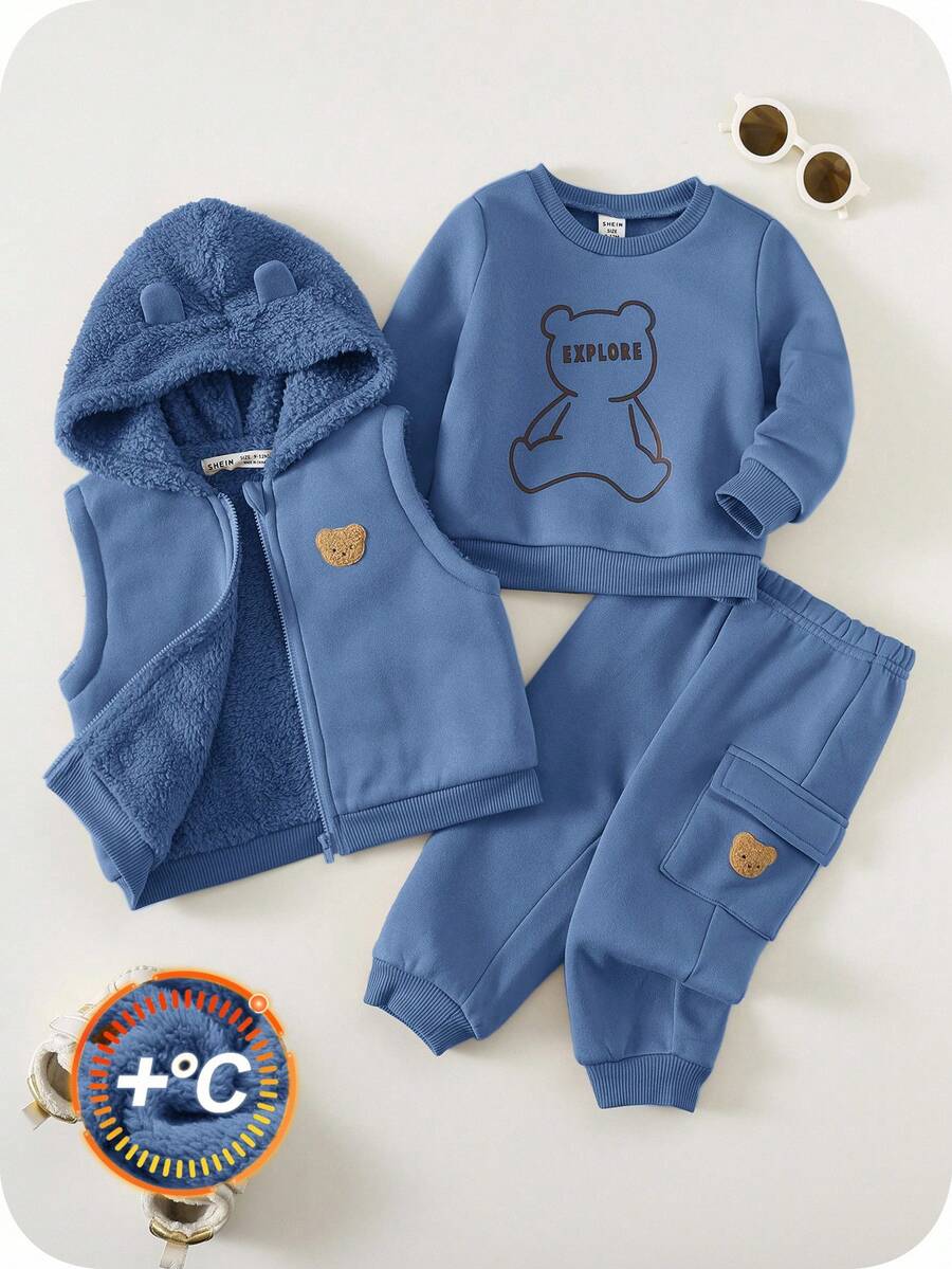 3 Peças Conjunto de Roupas de Inverno/Outono para Bebê unissex