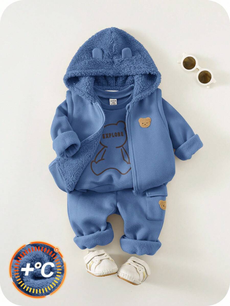 3 Peças Conjunto de Roupas de Inverno/Outono para Bebê unissex