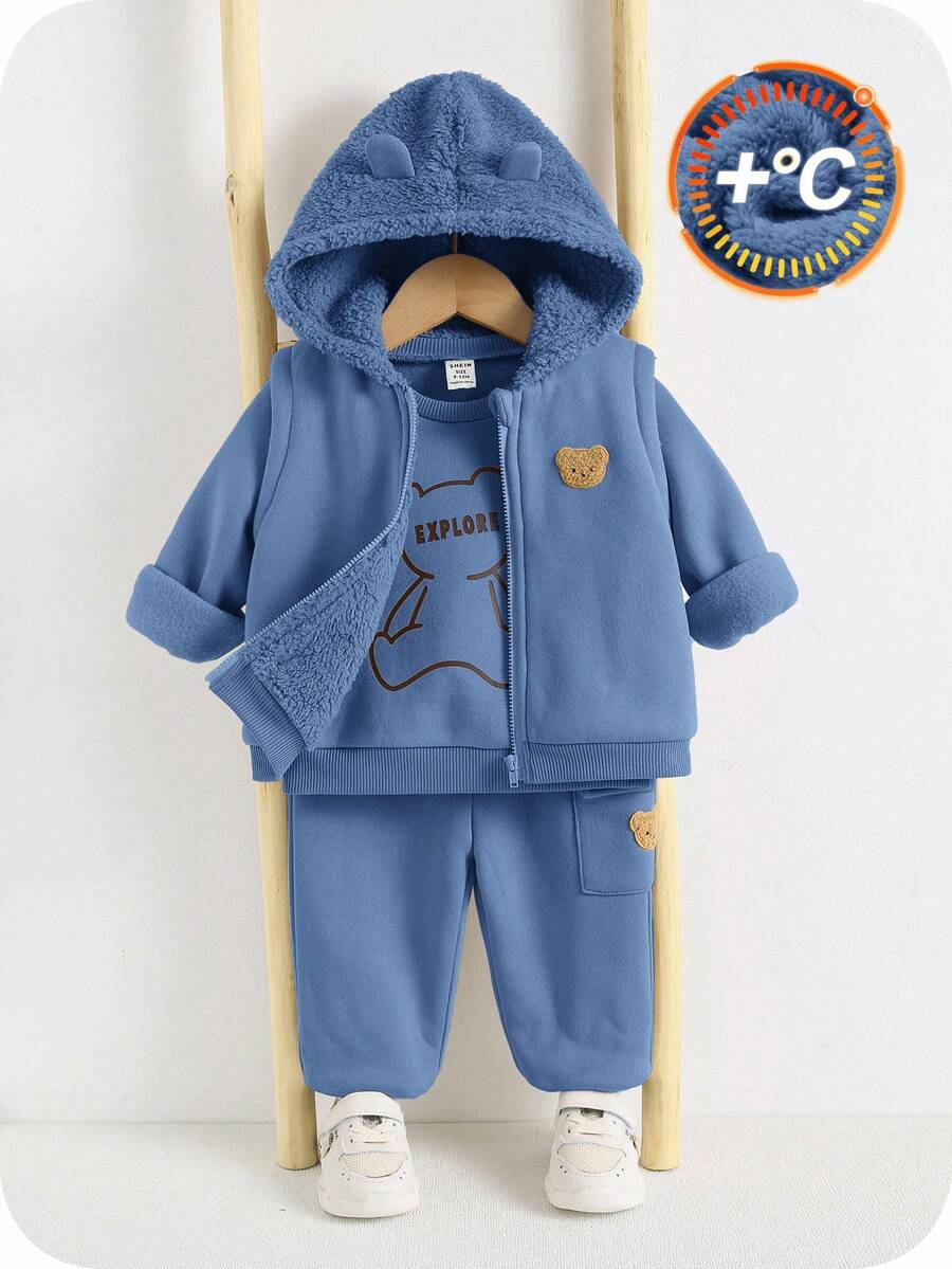 3 Peças Conjunto de Roupas de Inverno/Outono para Bebê unissex