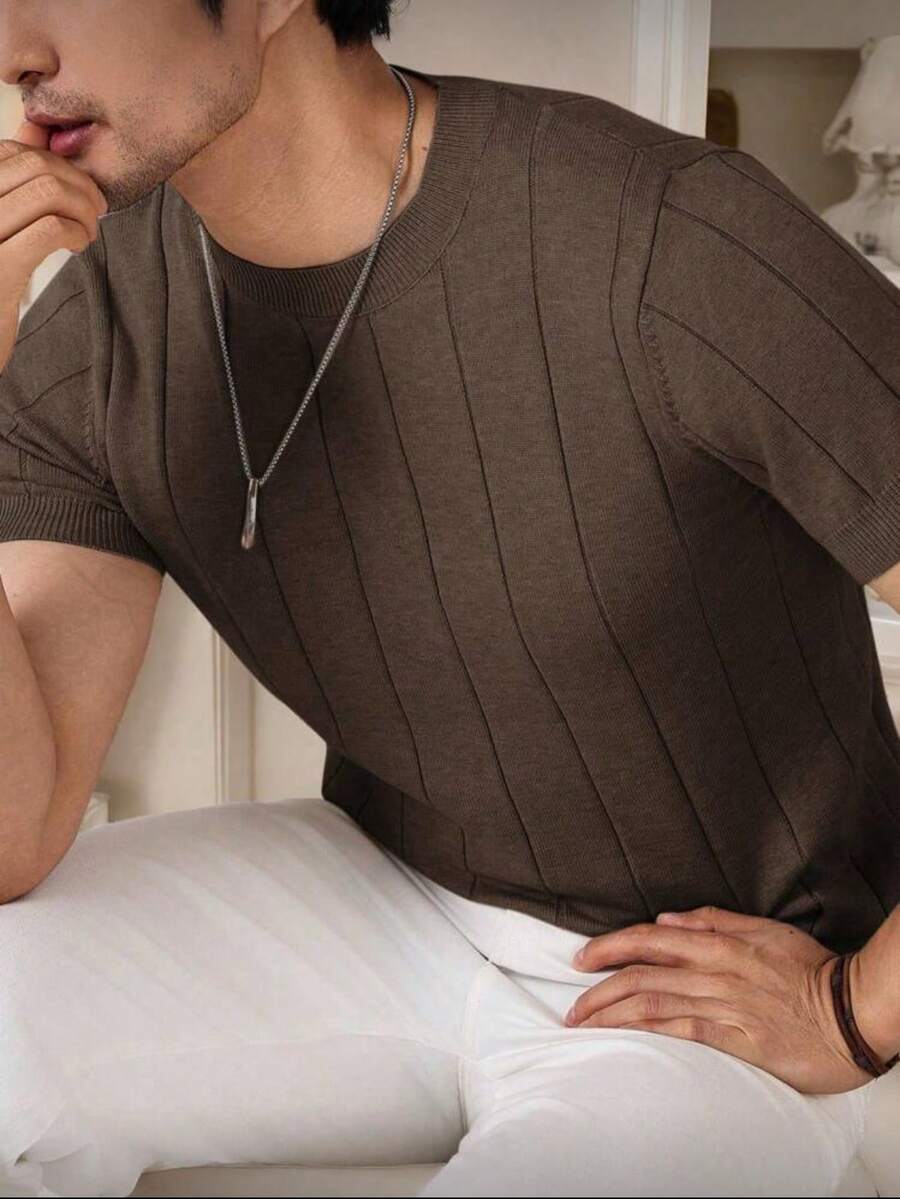 Camiseta Básica Masculina Malha – Gola Careca Redonda Manga Curta Casual de Verão Premium