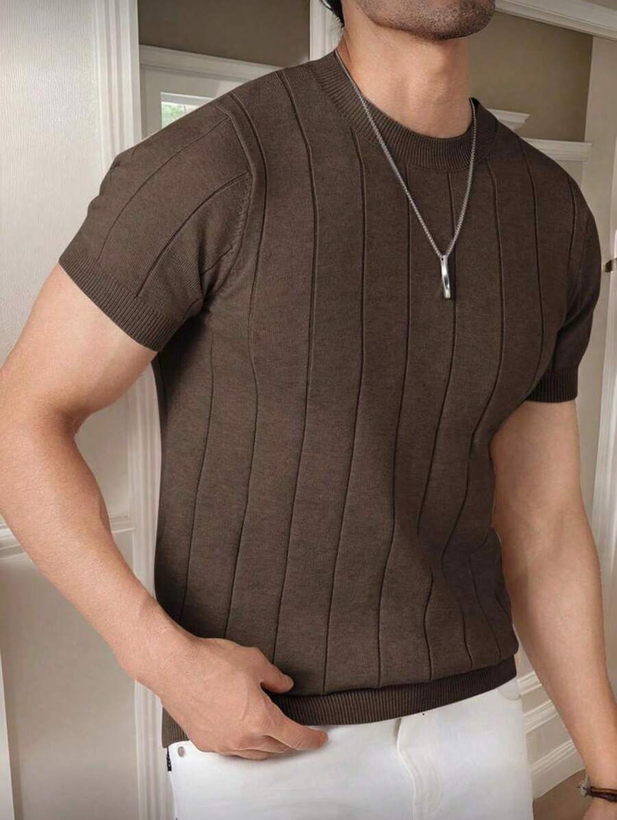 Camiseta Básica Masculina Malha – Gola Careca Redonda Manga Curta Casual de Verão Premium