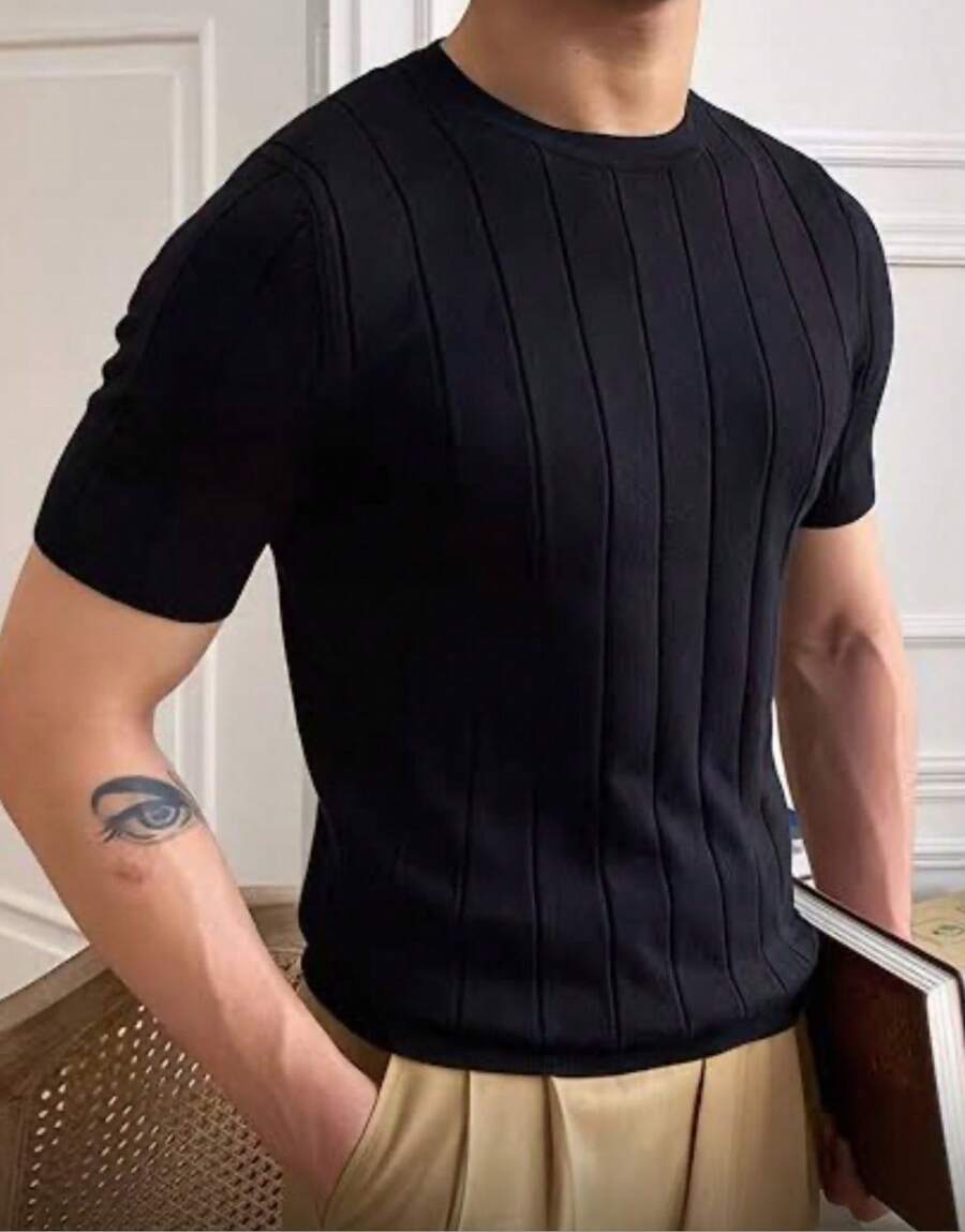 Camiseta Básica Masculina Malha – Gola Careca Redonda Manga Curta Casual de Verão Premium