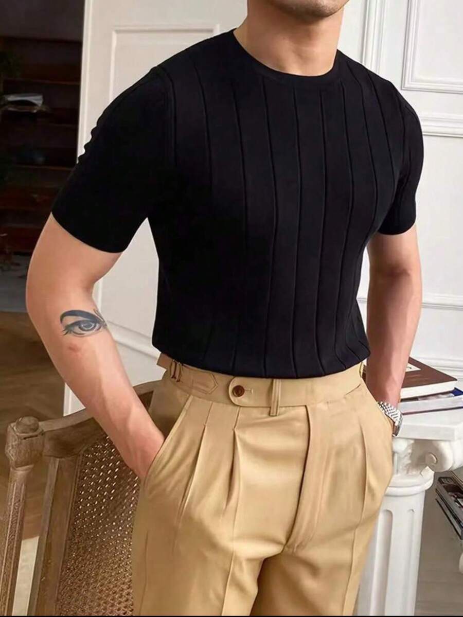 Camiseta Básica Masculina Malha – Gola Careca Redonda Manga Curta Casual de Verão Premium