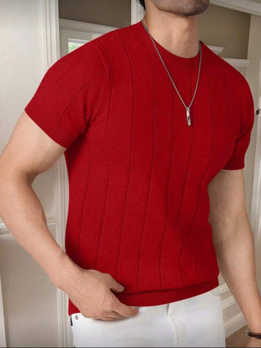 Camiseta Básica Masculina Malha – Gola Careca Redonda Manga Curta Casual de Verão Premium