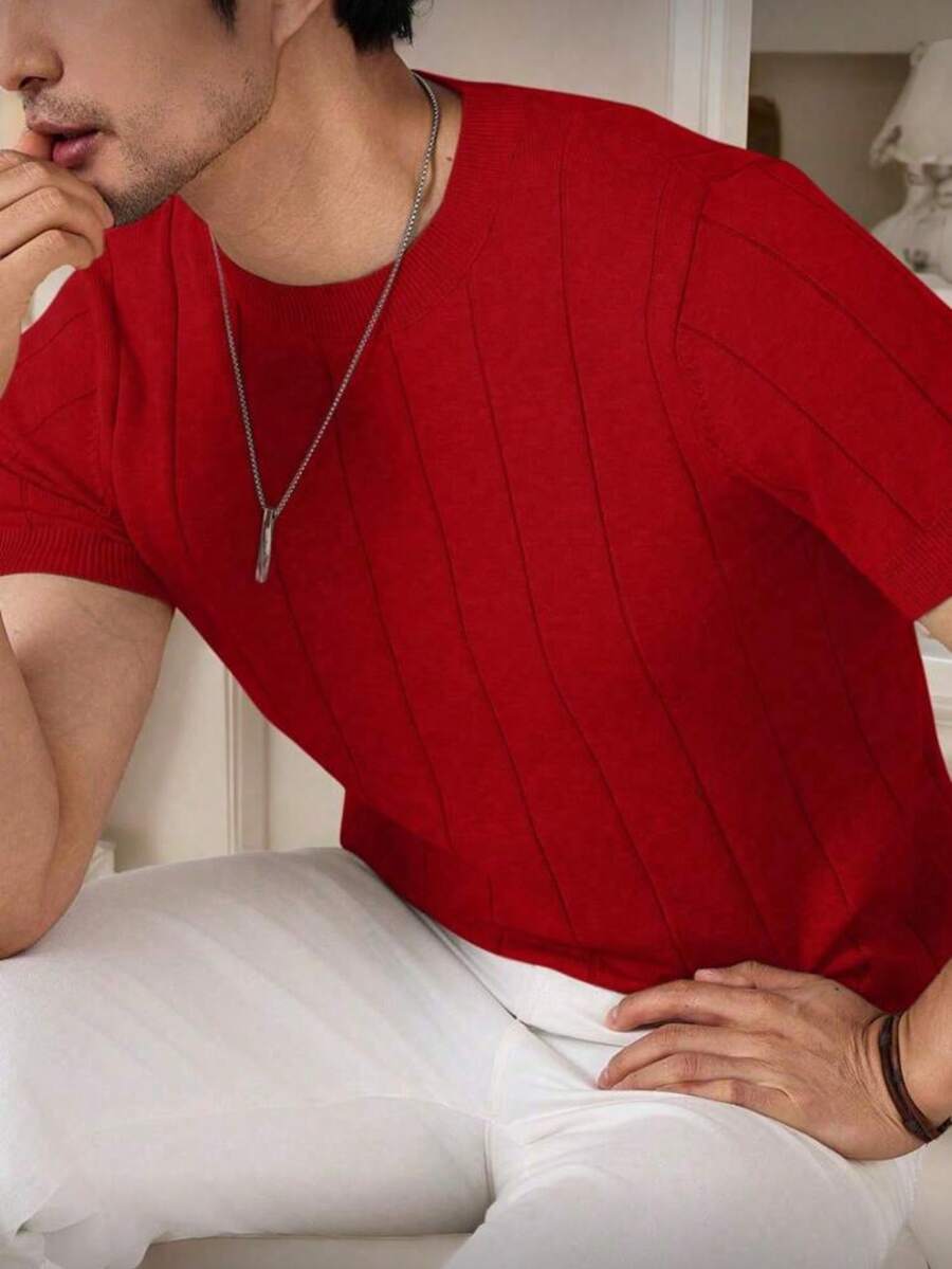 Camiseta Básica Masculina Malha – Gola Careca Redonda Manga Curta Casual de Verão Premium