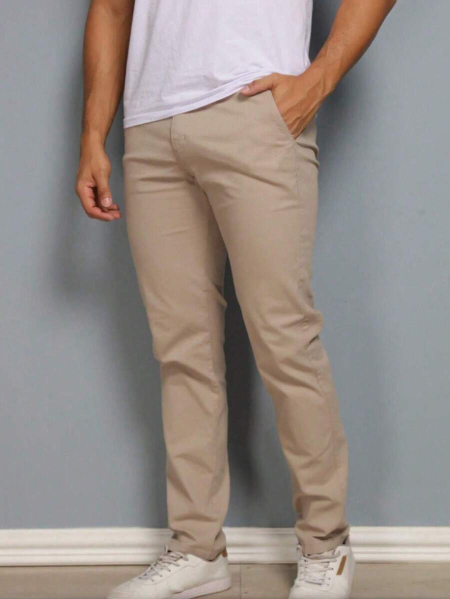 Calça Masculina em Sarja com Elastano Estilo Alfaiataria Esporte Fino Elegante com Bolsos Alta Durabilidade