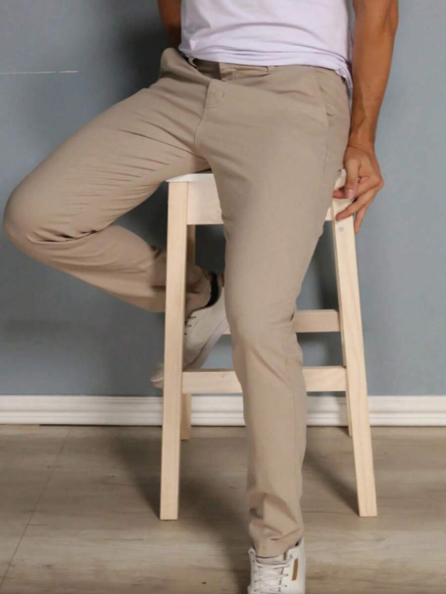 Calça Masculina em Sarja com Elastano Estilo Alfaiataria Esporte Fino Elegante com Bolsos Alta Durabilidade