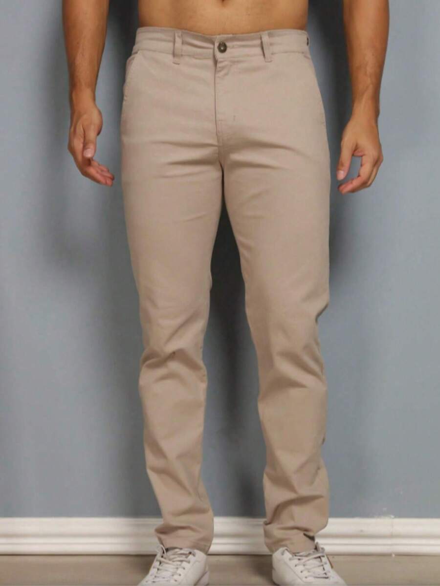 Calça Masculina em Sarja com Elastano Estilo Alfaiataria Esporte Fino Elegante com Bolsos Alta Durabilidade