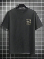 Camiseta Masculina Tropical Floral Vintage 100% Algodão California Beach Surf Manga Curta Casual com Gola Careca Prai Verão Final de Ano