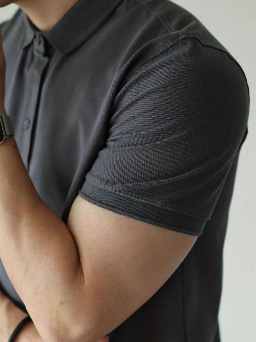 Camiseta polo Básica com Gola Clássica e Manga Curta Confortável Respirável Slim Premium Algodão Casual Primavera Verão Masculina