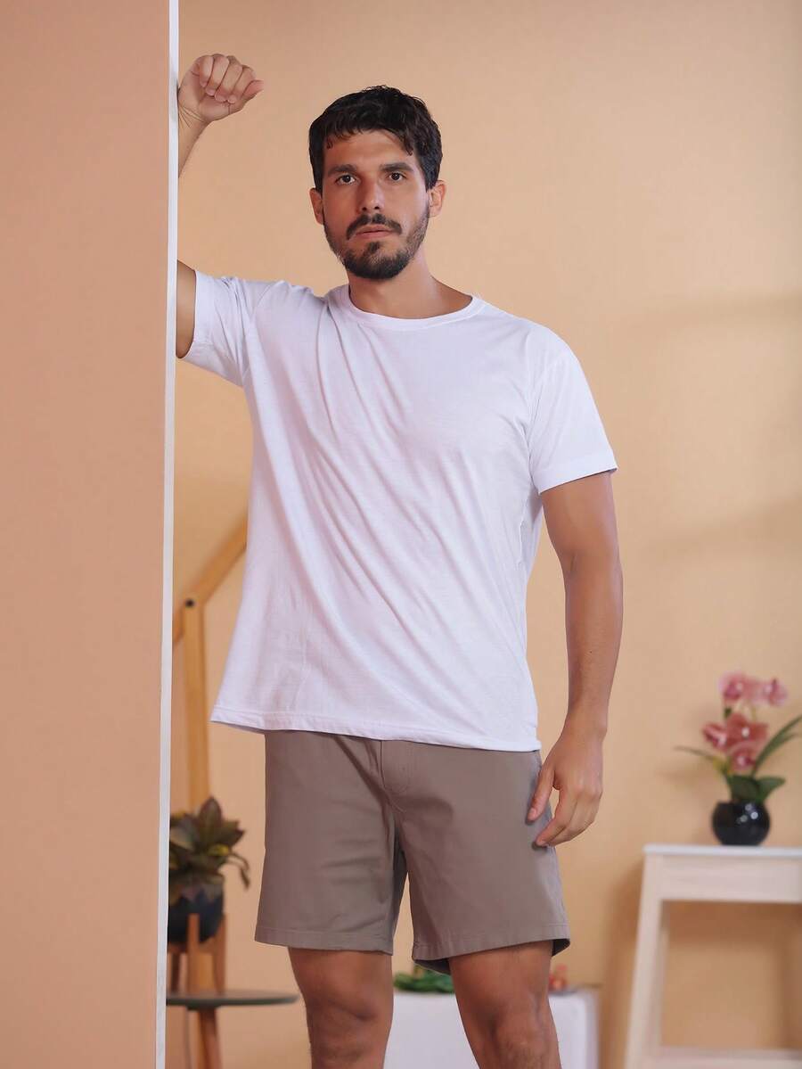 Bermuda Short Masculina Tecido sarja Brim Com elastico na cintura