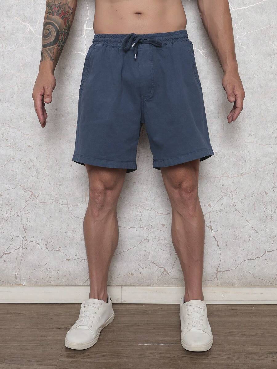 Bermuda Short Masculina Tecido sarja Brim Com elastico na cintura