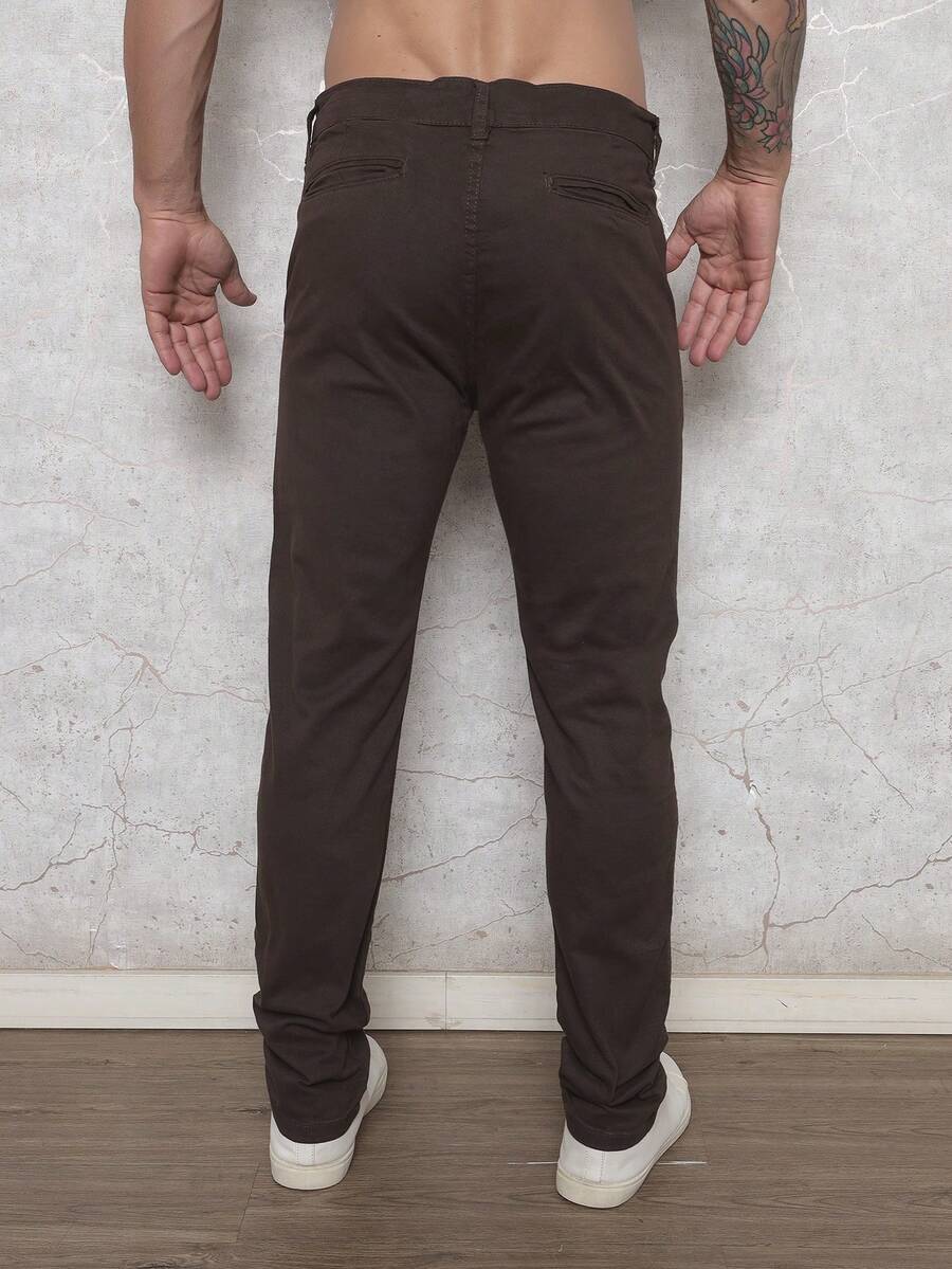 Calça Masculina em Sarja com Elastano Estilo Alfaiataria Esporte Fino Elegante com Bolsos Alta Durabilidade