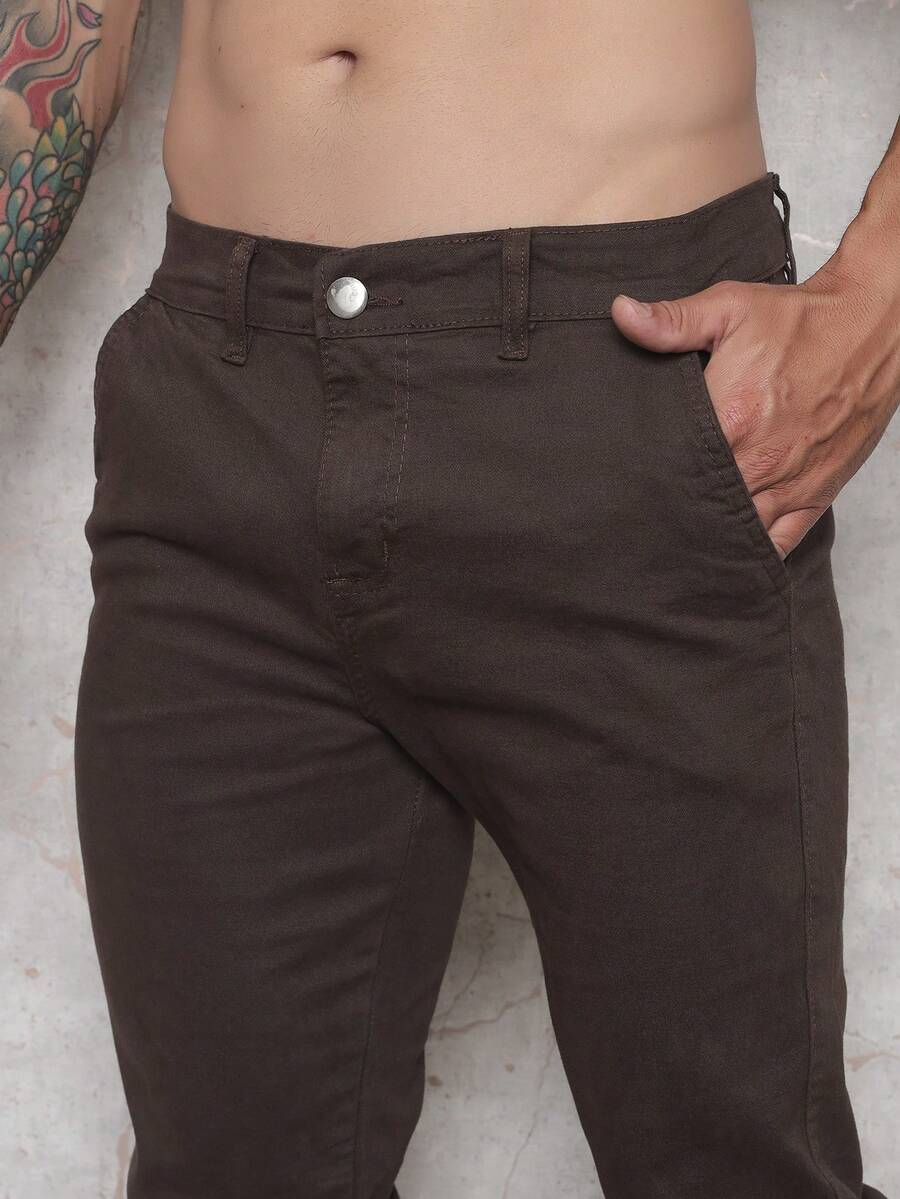 Calça Masculina em Sarja com Elastano Estilo Alfaiataria Esporte Fino Elegante com Bolsos Alta Durabilidade