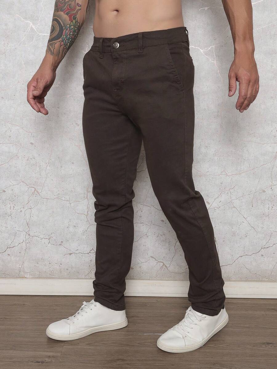 Calça Masculina em Sarja com Elastano Estilo Alfaiataria Esporte Fino Elegante com Bolsos Alta Durabilidade