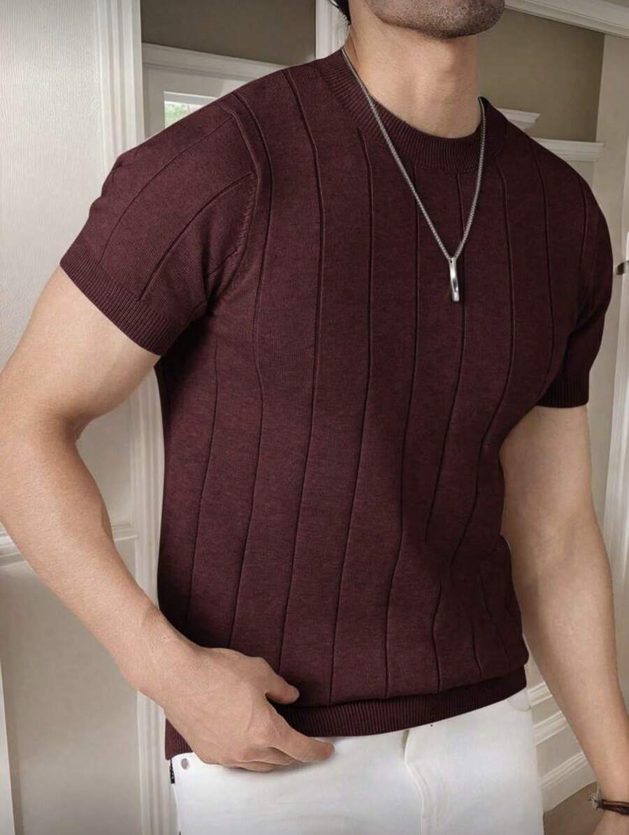 Camiseta Básica Masculina Malha – Gola Careca Redonda Manga Curta Casual de Verão Premium