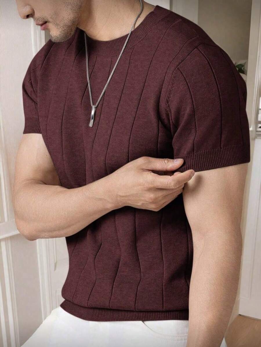 Camiseta Básica Masculina Malha – Gola Careca Redonda Manga Curta Casual de Verão Premium