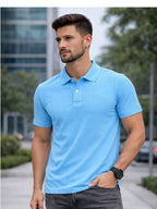 Camiseta polo Básica com Gola Clássica e Manga Curta Confortável Respirável Slim Premium Algodão Casual Primavera Verão Masculina