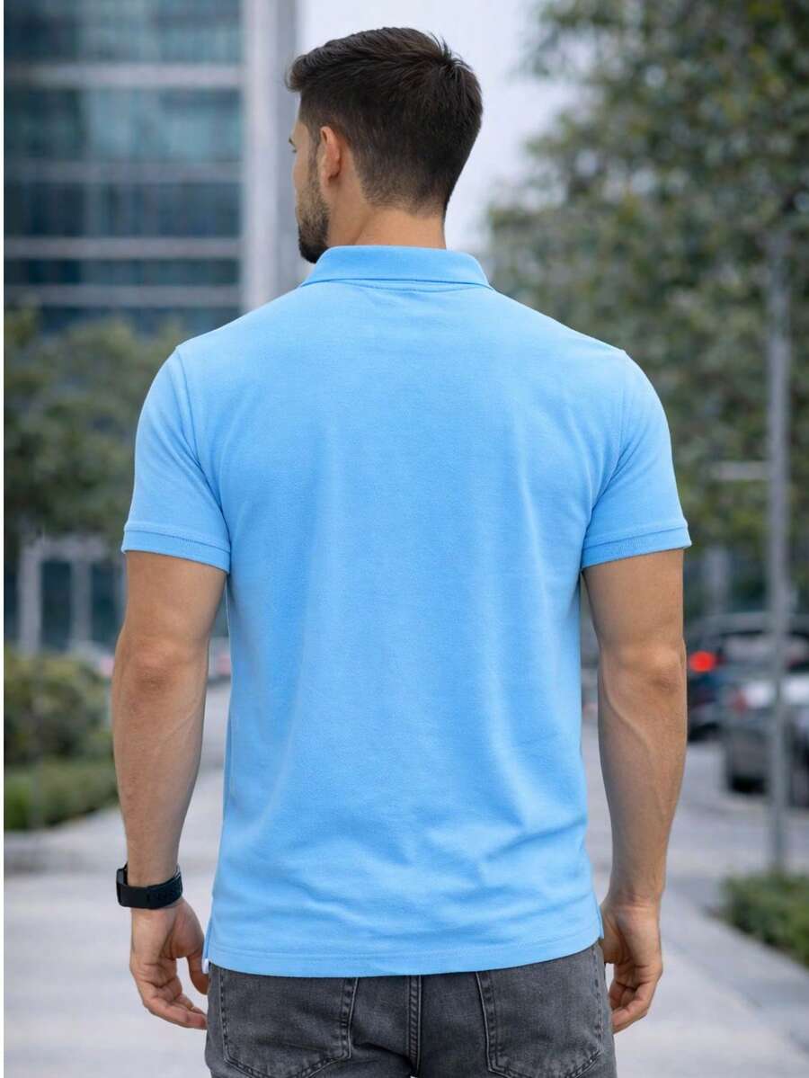 Camiseta polo Básica com Gola Clássica e Manga Curta Confortável Respirável Slim Premium Algodão Casual Primavera Verão Masculina