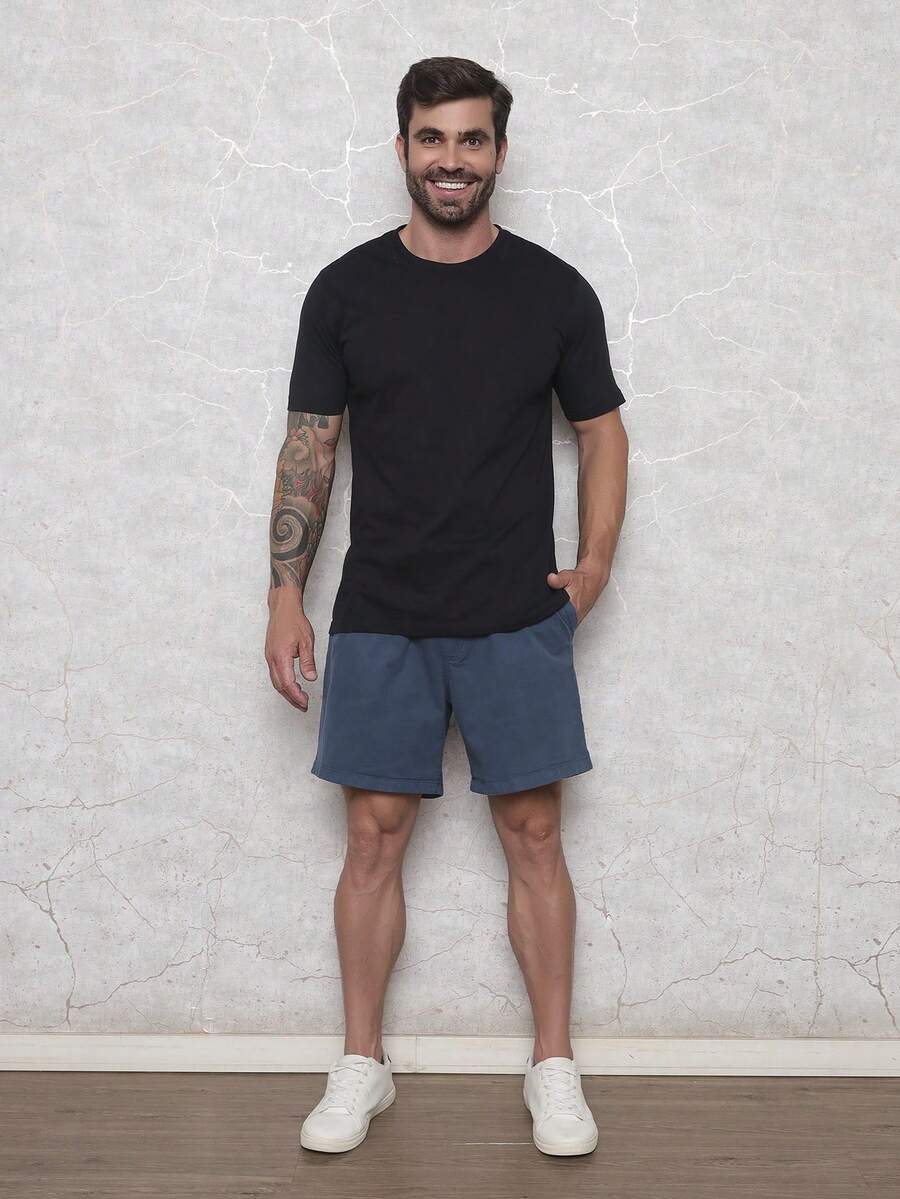 Bermuda Short Masculina Tecido sarja Brim Com elastico na cintura